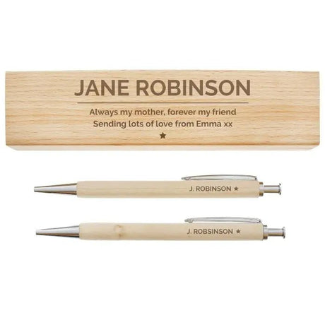 Classic Wooden Pen & Pencil Box Set - Gift Moments