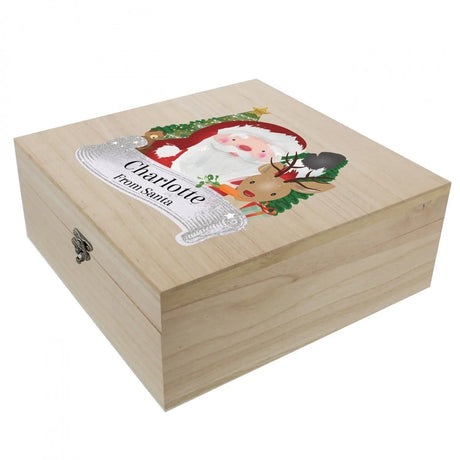 Personalised Colourful Santa Large Wooden Christmas Eve Box - Keepsake Boxes at Gift Moments