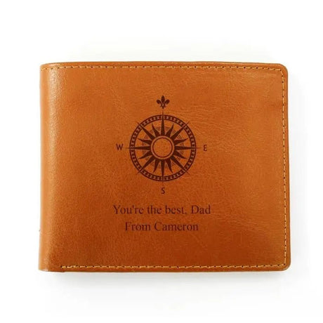 Personalised Compass Tan Leather Wallet - Wallets & Money Clips at Gift Moments