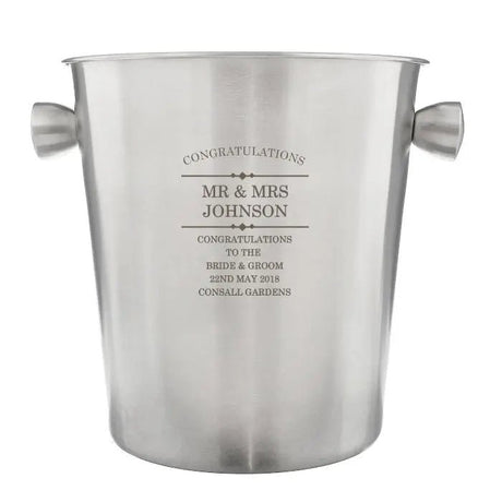 Personalised Diamond Stainless Steel Ice Bucket - Barware at Gift Moments