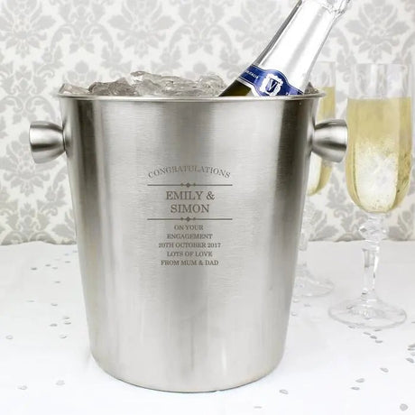 Personalised Diamond Stainless Steel Ice Bucket - Barware at Gift Moments