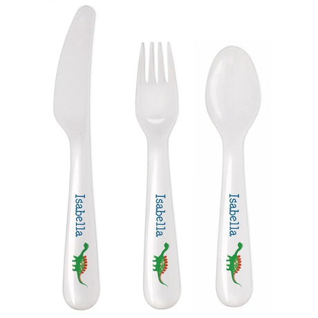 Personalised Dinosaur 3 Piece Plastic Cutlery Set - Cutlery Sets at Gift Moments