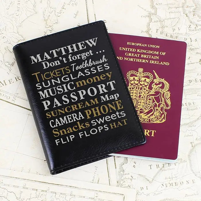 Personalised Don't Forget Black Passport Holder - Travel Accessories at Gift Moments