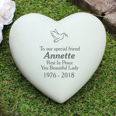 Personalised Dove Heart Memorial - Memorials at Gift Moments