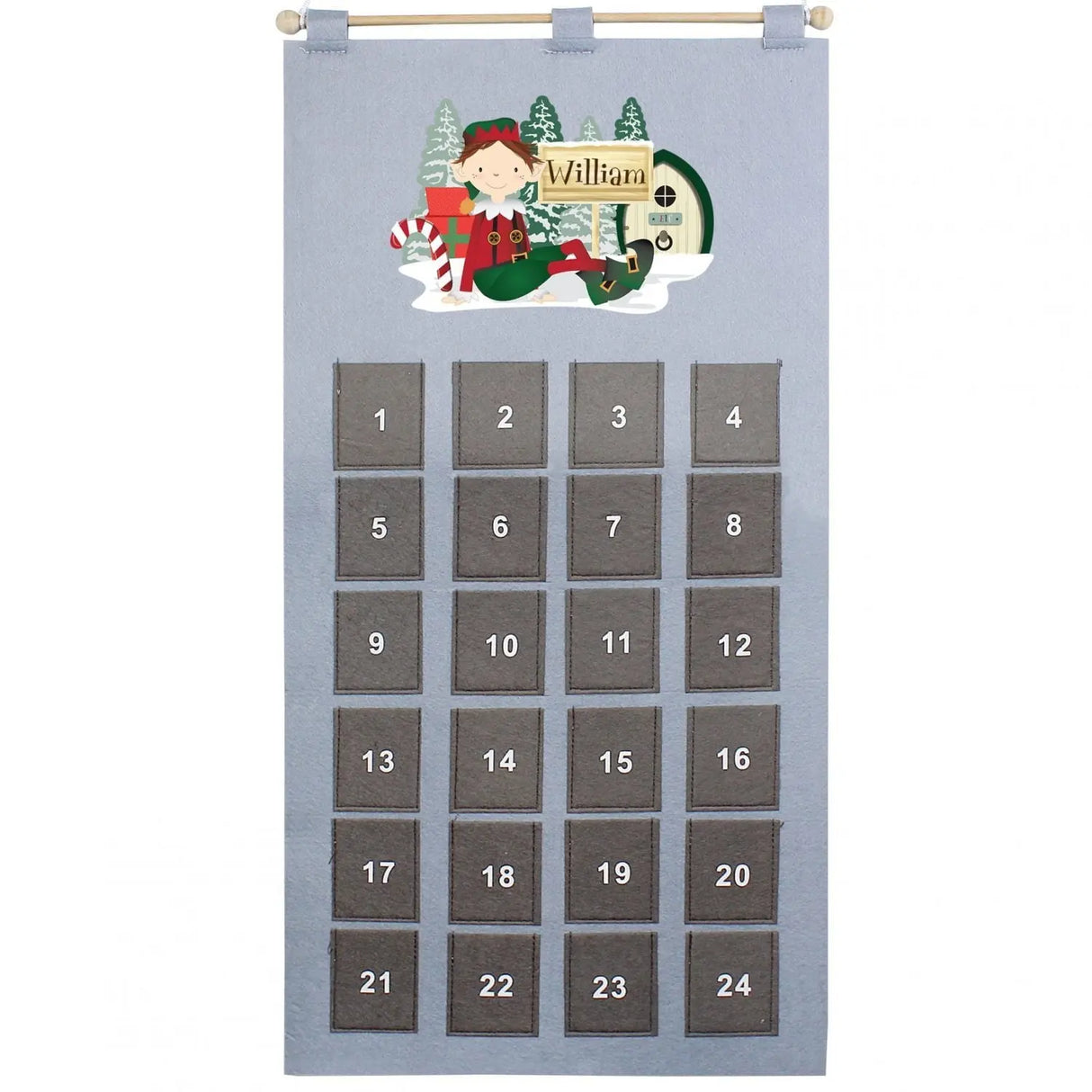 Personalised Elf Advent Calendar In Silver Grey - Gift Moments