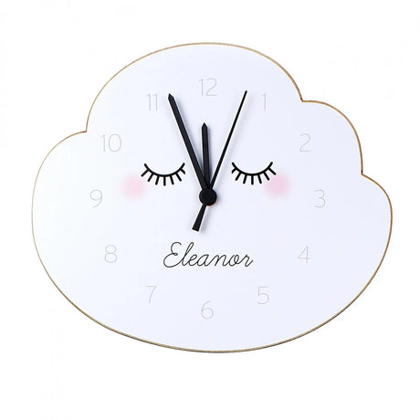 Personalised Eyelash Cloud Shape Wooden Clock - Clocks at Gift Moments