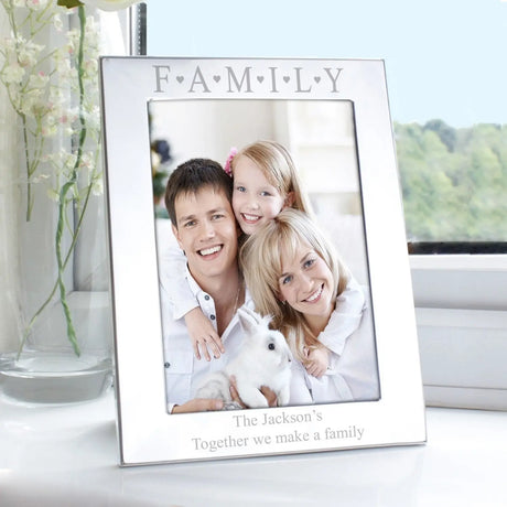 Personalised Silver 5x7 Family & Hearts Photo Frame - Photo Frames at Gift Moments