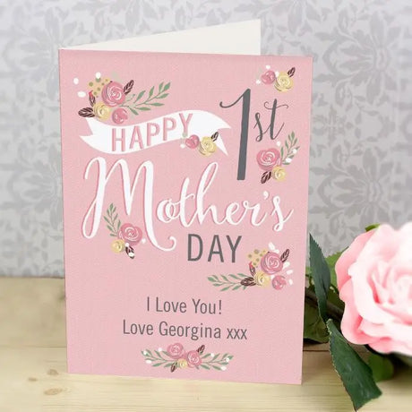 Personalised Floral Bouquet 1st Mother's Day Card - Greeting Cards at Gift Moments