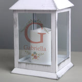 Personalised Floral Bouquet White Lantern - LED Lighting at Gift Moments