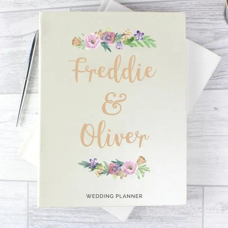 Personalised Floral Watercolour Wedding Planner - Calendars & Planners at Gift Moments