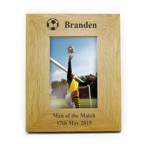 Personalised Oak Finish 6x4 Football Photo Frame - Photo Frames at Gift Moments