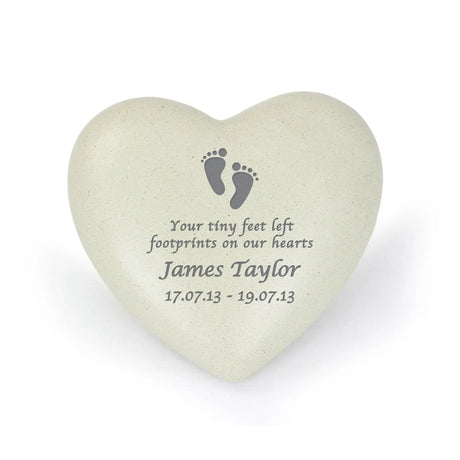 Personalised Footprints Heart Memorial - Memorials at Gift Moments