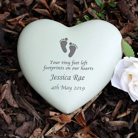 Personalised Footprints Heart Memorial - Memorials at Gift Moments