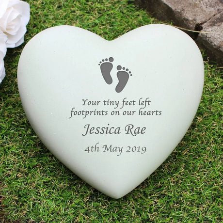 Personalised Footprints Heart Memorial - Memorials at Gift Moments