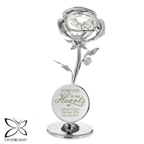 Forever in Our Hearts Crystocraft Rose Ornament: 5 - Memorials By Crystocraft