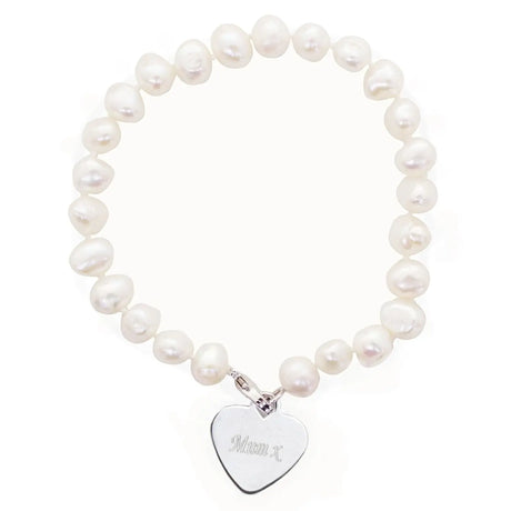 Personalised Freshwater Pearl Heart Bracelet - Gift Moments