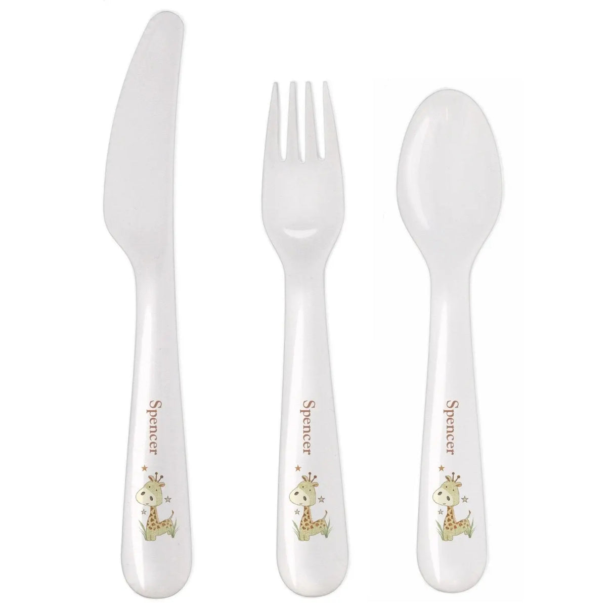 Personalised Giraffe 3 Piece Plastic Cutlery Set - Gift Moments