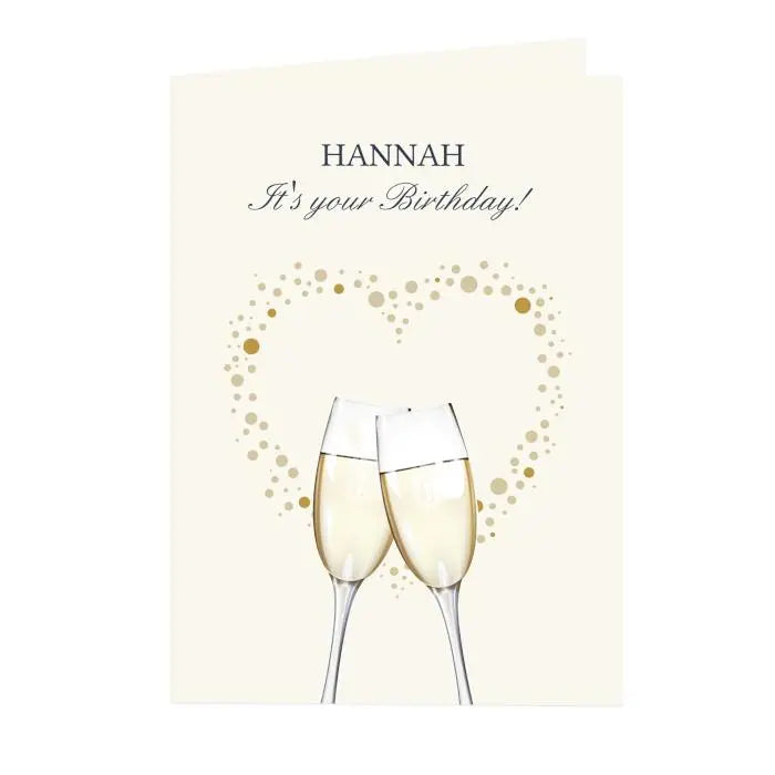 Personalised Gold Champagne Flutes Card - Greeting Cards at Gift Moments