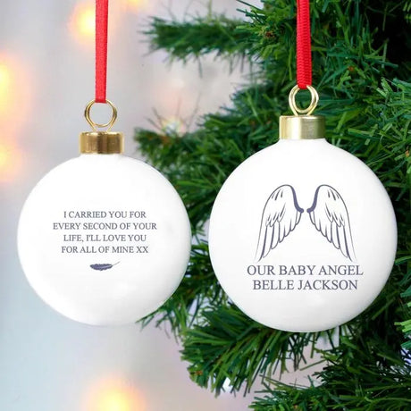 Personalised Angel Wings Bauble - Christmas Baubles at Gift Moments