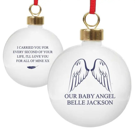 Personalised Angel Wings Bauble - Christmas Baubles at Gift Moments