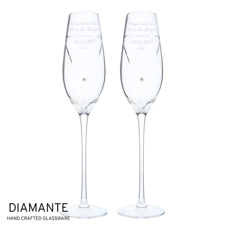 Personalised Hand Cut Heart Pair of Flutes with Gift Box - Gift Moments