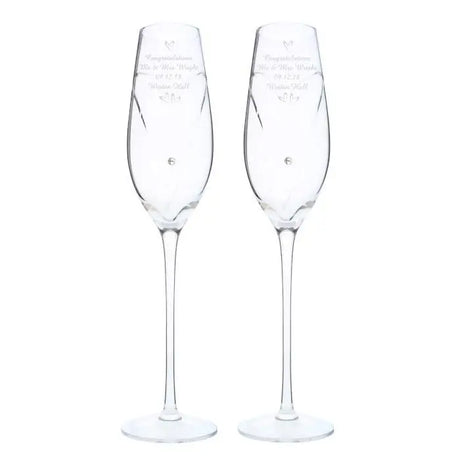 Personalised Hand Cut Little Hearts Pair of Flutes with Gift Box - Gift Moments