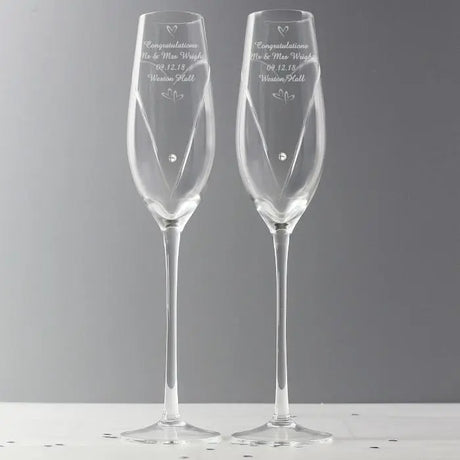 Personalised Hand Cut Little Hearts Pair of Flutes with Gift Box - Gift Moments