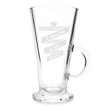 Personalised Heart Banner Latte Glass - Latte Mugs at Gift Moments