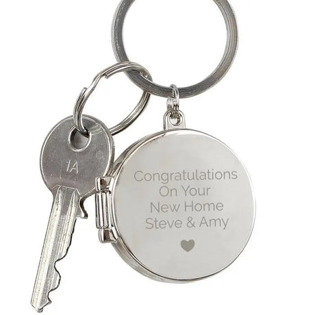 Personalised Heart Motif Round Photo Keyring - Keyrings at Gift Moments