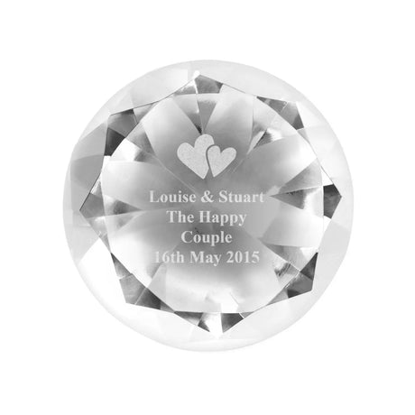 Personalised Hearts Motif Diamond Paperweight - Gift Moments