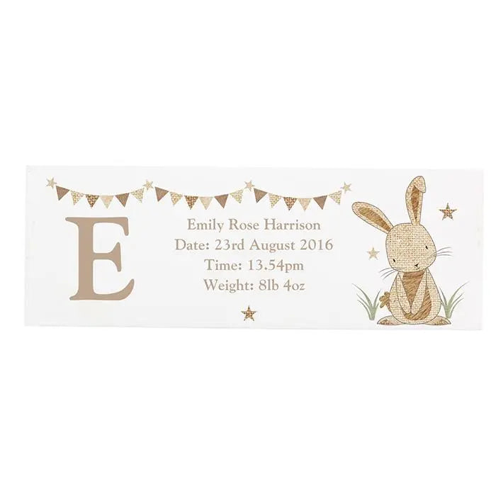 Personalised Hessian Rabbit Wooden Block Sign: 3 - Signs & Plaques By Gift Moments