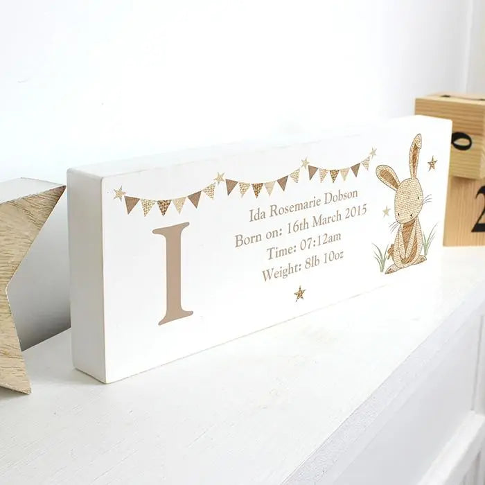 Personalised Hessian Rabbit Wooden Block Sign: 4 - Signs & Plaques By Gift Moments