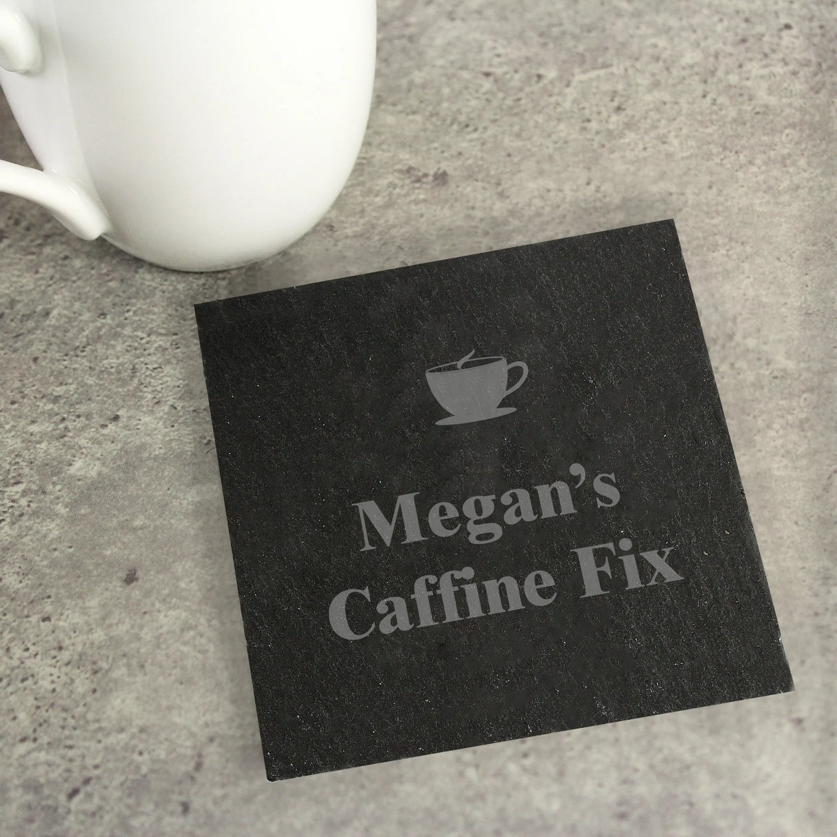 Personalised Slate Coaster with Cup Motif: 1 - Coasters By Gift Moments