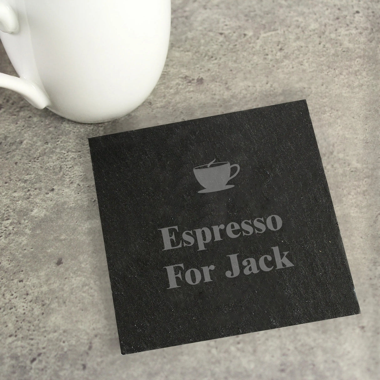 Personalised Slate Coaster with Cup Motif: 2 - Coasters By Gift Moments