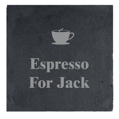 Personalised Hot Drink Motif Single Slate Coaster - Coasters at Gift Moments