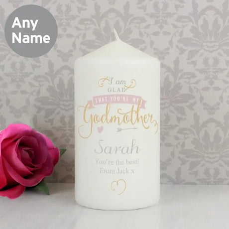 Personalised I Am Glad... Godmother Pillar Candle - Candles at Gift Moments