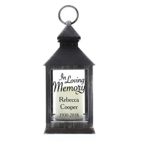 Personalised In Loving Memory Rustic Black Lantern - LED Lighting at Gift Moments