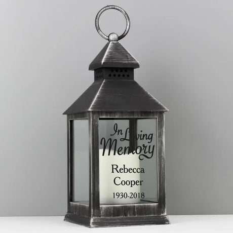 Personalised In Loving Memory Rustic Black Lantern - LED Lighting at Gift Moments