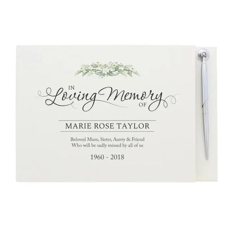 Personalised In Loving Memory Guest Book & Pen - Gift Moments