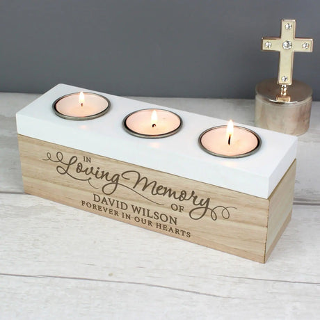 Personalised In Loving Memory Triple Tea Light Box - Candle Holders at Gift Moments