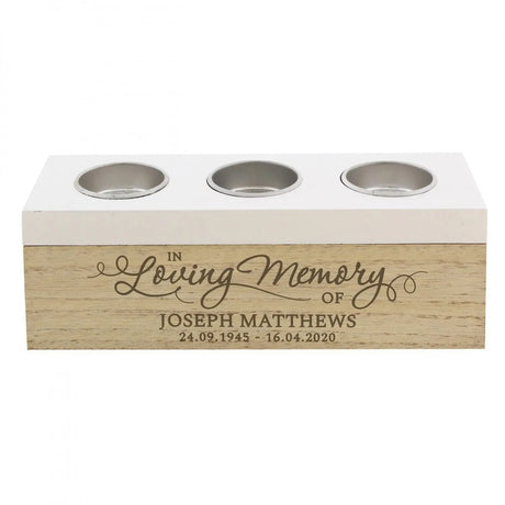 Personalised In Loving Memory Triple Tea Light Box - Candle Holders at Gift Moments