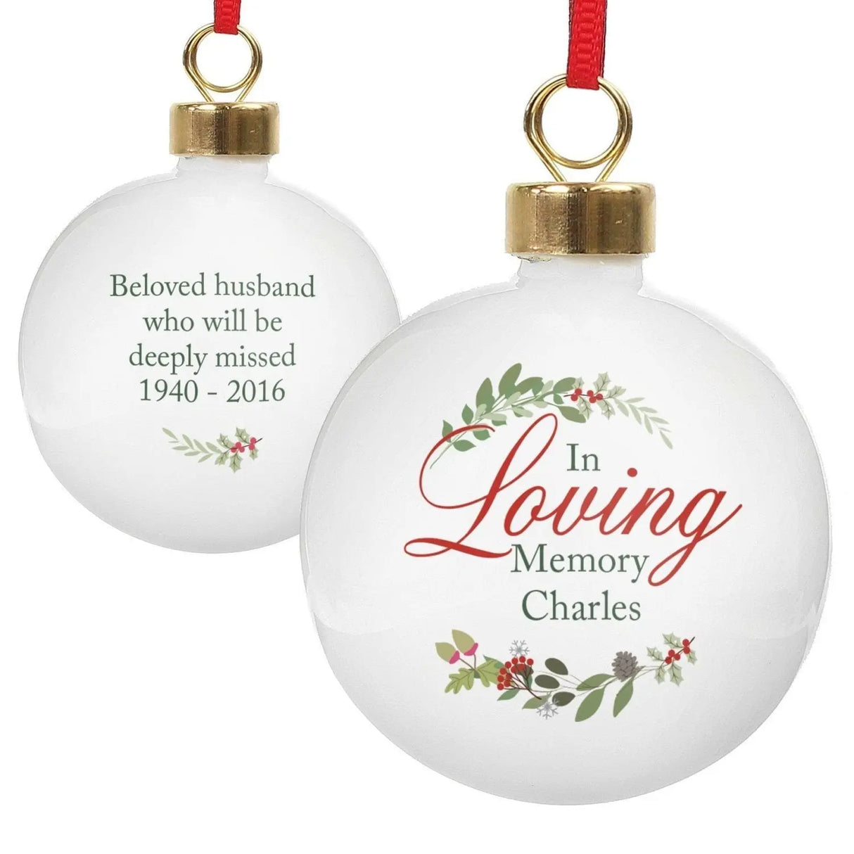 Personalised In Loving Memory Wreath Bauble - Christmas Baubles at Gift Moments