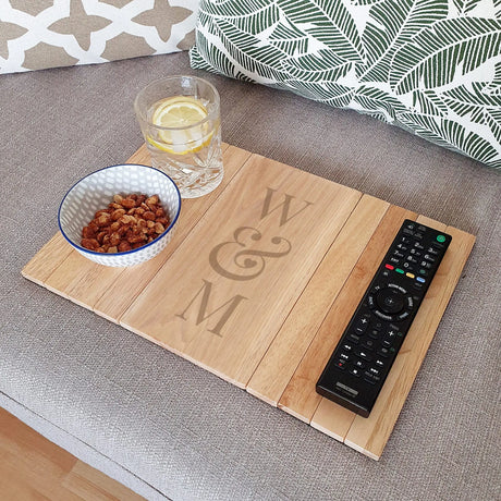 Personalised Initials Wooden Sofa Tray - Coasters at Gift Moments