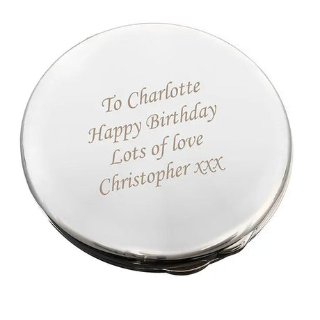 Personalised Silver Round Compact Mirror - Compact Mirrors at Gift Moments