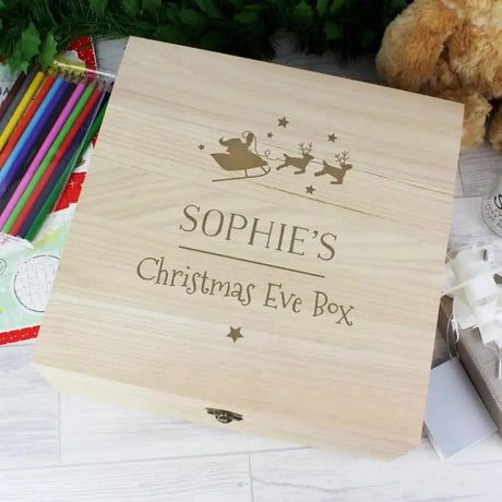 Personalised Large Wooden Christmas Eve Box - Gift Moments