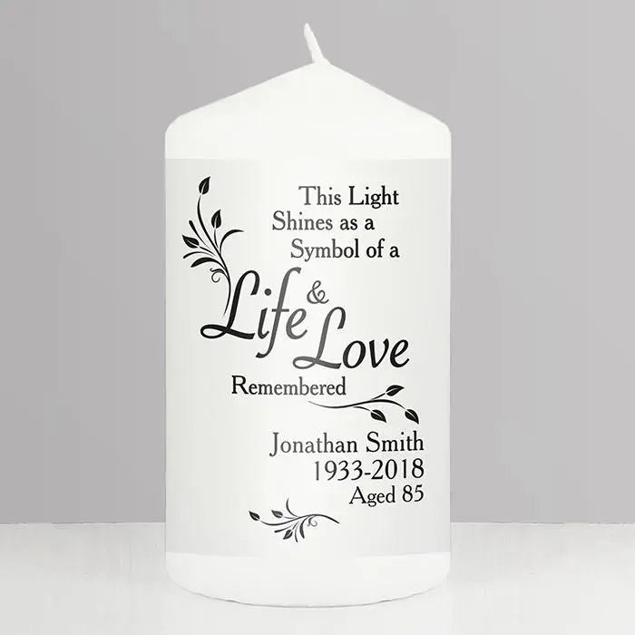 Personalised Life & Love Pillar Candle - Candles at Gift Moments