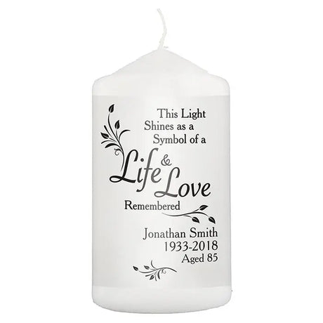 Personalised Life & Love Pillar Candle - Candles at Gift Moments