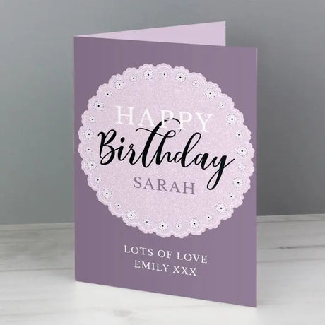 Personalised Lilac Lace Birthday Card - Greeting Cards at Gift Moments