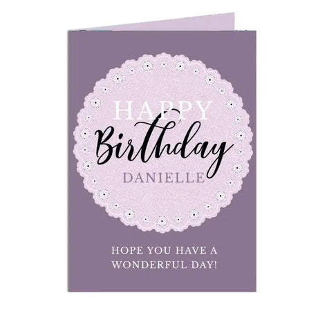 Personalised Lilac Lace Birthday Card - Greeting Cards at Gift Moments