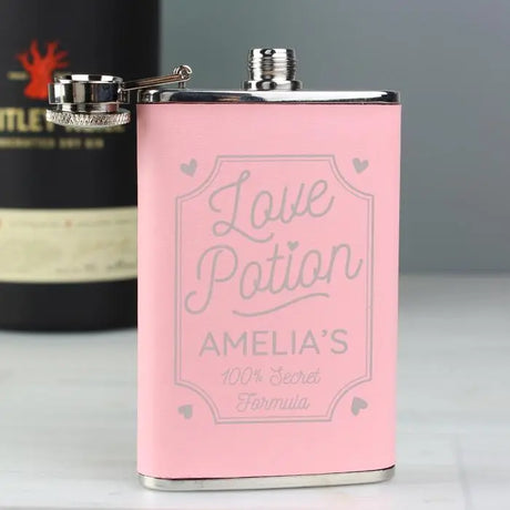 Personalised Love Potion Pink Hip Flask - Gift Moments